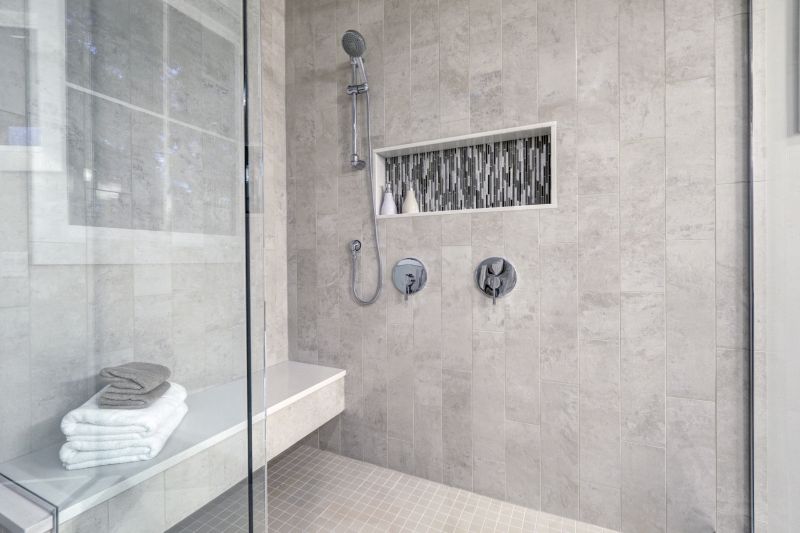Glass Enclosed Shower with Built-in Niche